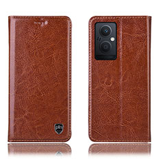 Funda de Cuero Cartera con Soporte Carcasa H04P para Oppo Reno7 Lite 5G Marron Claro