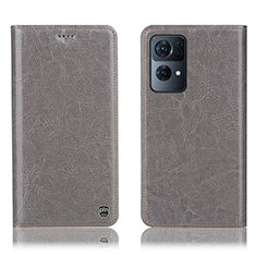 Funda de Cuero Cartera con Soporte Carcasa H04P para Oppo Reno7 Pro 5G Gris