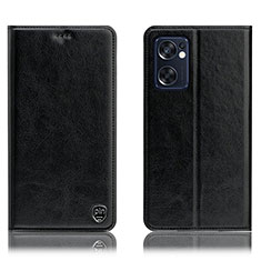 Funda de Cuero Cartera con Soporte Carcasa H04P para Oppo Reno7 SE 5G Negro