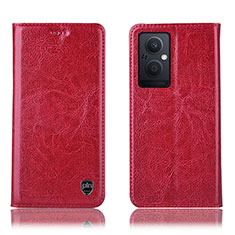 Funda de Cuero Cartera con Soporte Carcasa H04P para Oppo Reno7 Z 5G Rojo