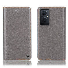 Funda de Cuero Cartera con Soporte Carcasa H04P para Oppo Reno8 Lite 5G Gris