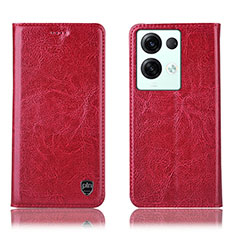 Funda de Cuero Cartera con Soporte Carcasa H04P para Oppo Reno8 Pro 5G Rojo