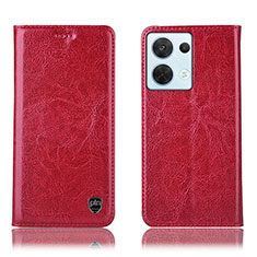 Funda de Cuero Cartera con Soporte Carcasa H04P para Oppo Reno9 5G Rojo