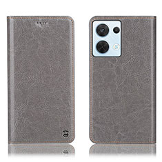 Funda de Cuero Cartera con Soporte Carcasa H04P para Oppo Reno9 Pro 5G Gris