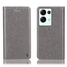 Funda de Cuero Cartera con Soporte Carcasa H04P para Oppo Reno9 Pro+ Plus 5G Gris