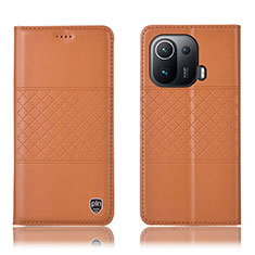 Funda de Cuero Cartera con Soporte Carcasa H04P para Xiaomi Mi 11 Pro 5G Naranja