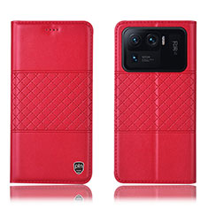 Funda de Cuero Cartera con Soporte Carcasa H04P para Xiaomi Mi 11 Ultra 5G Rojo