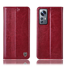 Funda de Cuero Cartera con Soporte Carcasa H04P para Xiaomi Mi 12S 5G Rojo