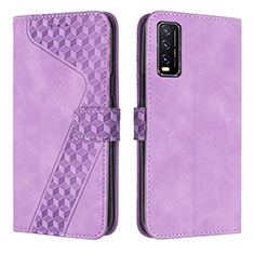 Funda de Cuero Cartera con Soporte Carcasa H04X para Vivo Y12s Morado