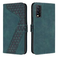 Funda de Cuero Cartera con Soporte Carcasa H04X para Vivo Y20s Verde