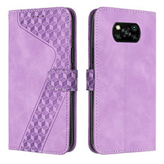 Funda de Cuero Cartera con Soporte Carcasa H04X para Xiaomi Poco X3 Morado