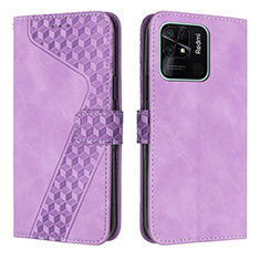 Funda de Cuero Cartera con Soporte Carcasa H04X para Xiaomi Redmi 10C 4G Morado