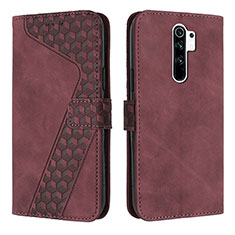 Funda de Cuero Cartera con Soporte Carcasa H04X para Xiaomi Redmi 9 Prime India Rojo Rosa