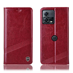 Funda de Cuero Cartera con Soporte Carcasa H05P para Motorola Moto Edge S30 Pro 5G Rojo