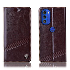 Funda de Cuero Cartera con Soporte Carcasa H05P para Motorola Moto G51 5G Marron