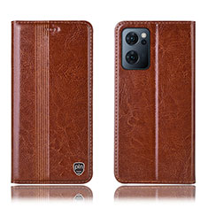 Funda de Cuero Cartera con Soporte Carcasa H05P para Oppo Reno7 5G Marron Claro