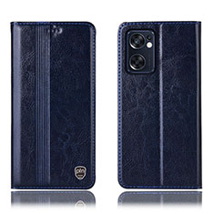 Funda de Cuero Cartera con Soporte Carcasa H05P para Oppo Reno7 SE 5G Azul