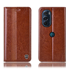 Funda de Cuero Cartera con Soporte Carcasa H06P para Motorola Moto Edge Plus (2022) 5G Marron Claro