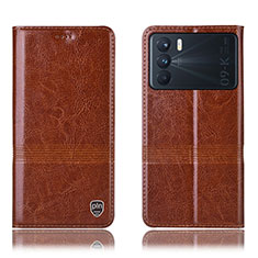 Funda de Cuero Cartera con Soporte Carcasa H06P para Oppo K9 Pro 5G Marron Claro