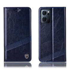 Funda de Cuero Cartera con Soporte Carcasa H06P para Oppo Reno7 5G Azul