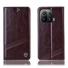 Funda de Cuero Cartera con Soporte Carcasa H06P para Xiaomi Mi 11 Pro 5G Marron