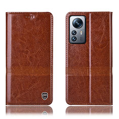 Funda de Cuero Cartera con Soporte Carcasa H06P para Xiaomi Mi 12S Pro 5G Marron Claro