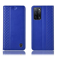 Funda de Cuero Cartera con Soporte Carcasa H07P para Oppo A55 5G Azul