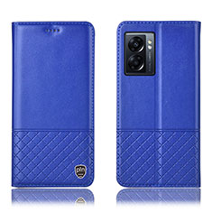 Funda de Cuero Cartera con Soporte Carcasa H07P para Oppo A77 5G Azul