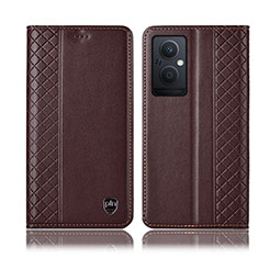 Funda de Cuero Cartera con Soporte Carcasa H07P para Oppo A96 5G Marron