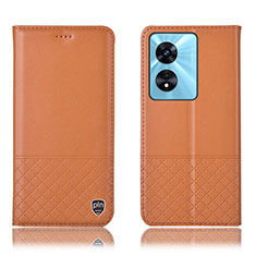 Funda de Cuero Cartera con Soporte Carcasa H07P para Oppo A97 5G Naranja