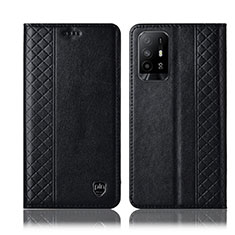 Funda de Cuero Cartera con Soporte Carcasa H07P para Oppo F19 Pro+ Plus 5G Negro