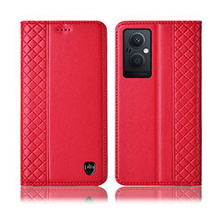 Funda de Cuero Cartera con Soporte Carcasa H07P para Oppo F21s Pro 5G Rojo