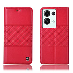 Funda de Cuero Cartera con Soporte Carcasa H07P para Oppo Reno8 Pro+ Plus 5G Rojo