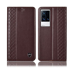 Funda de Cuero Cartera con Soporte Carcasa H07P para Vivo iQOO 8 5G Marron