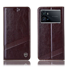 Funda de Cuero Cartera con Soporte Carcasa H07P para Vivo iQOO 9 5G Marron