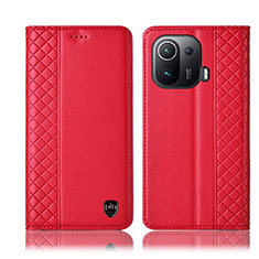 Funda de Cuero Cartera con Soporte Carcasa H07P para Xiaomi Mi 11 Pro 5G Rojo