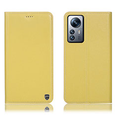 Funda de Cuero Cartera con Soporte Carcasa H07P para Xiaomi Mi 12 Pro 5G Amarillo