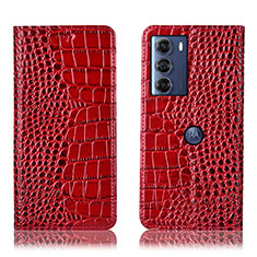 Funda de Cuero Cartera con Soporte Carcasa H08P para Motorola Moto Edge S30 5G Rojo