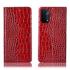 Funda de Cuero Cartera con Soporte Carcasa H08P para OnePlus Nord N200 5G Rojo