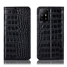 Funda de Cuero Cartera con Soporte Carcasa H08P para Oppo F19 Pro+ Plus 5G Negro