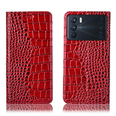 Funda de Cuero Cartera con Soporte Carcasa H08P para Oppo K9 Pro 5G Rojo