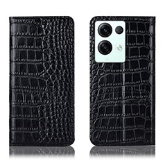 Funda de Cuero Cartera con Soporte Carcasa H08P para Oppo Reno8 Pro 5G Negro