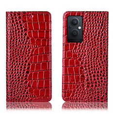 Funda de Cuero Cartera con Soporte Carcasa H08P para Oppo Reno8 Z 5G Rojo