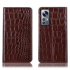 Funda de Cuero Cartera con Soporte Carcasa H08P para Xiaomi Mi 12X 5G Marron