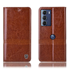 Funda de Cuero Cartera con Soporte Carcasa H09P para Motorola Moto Edge S30 5G Marron Claro