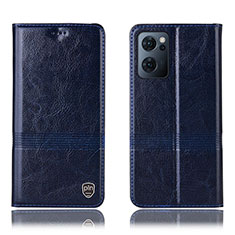 Funda de Cuero Cartera con Soporte Carcasa H09P para Oppo Reno7 5G Azul