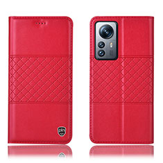 Funda de Cuero Cartera con Soporte Carcasa H09P para Xiaomi Mi 12 5G Rojo