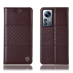 Funda de Cuero Cartera con Soporte Carcasa H09P para Xiaomi Mi 12 Pro 5G Marron