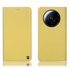 Funda de Cuero Cartera con Soporte Carcasa H09P para Xiaomi Mi 12 Ultra 5G Amarillo