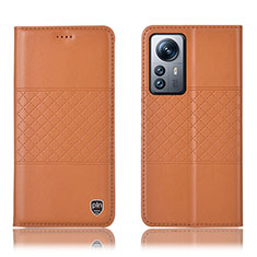 Funda de Cuero Cartera con Soporte Carcasa H09P para Xiaomi Mi 12X 5G Naranja